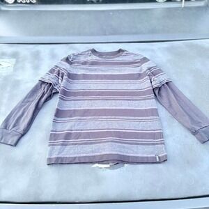 Grey and purple Tony Hawk‎ striped Two Sleeve shirt Medium
